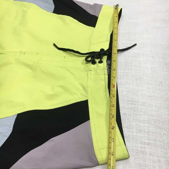 Volcom Board Shorts Men 36 Yellow Swim Trunks Noa Deane Neon Pockets Surf Beach - Picture 9 of 12